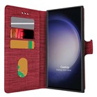 CaseUp Samsung Galaxy S23 Ultra Kılıf Kumaş Desenli Cüzdanlı Kırmızı