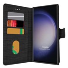 CaseUp Samsung Galaxy S23 Ultra Kılıf Kumaş Desenli Cüzdanlı Siyah