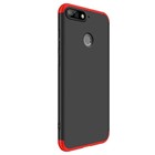 Huawei Y7 2018 Kılıf CaseUp Triple Deluxe Shield Siyah Kırmızı