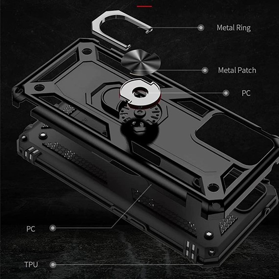 CaseUp Oppo A36 Kılıf Magnetic Ring Holder Siyah 3