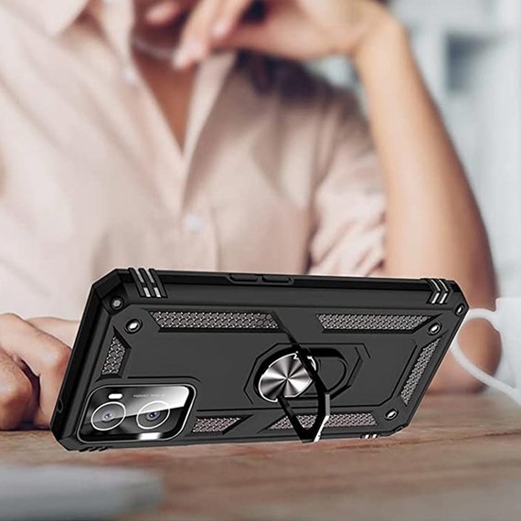 CaseUp Oppo A76 Kılıf Magnetic Ring Holder Siyah 4
