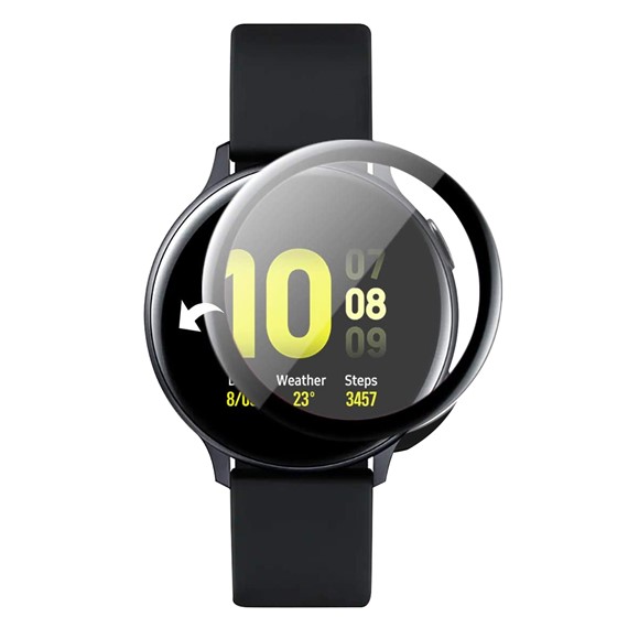Samsung Galaxy Watch Active 2 44mm CaseUp Tam Kapatan Ekran Koruyucu Siyah 1