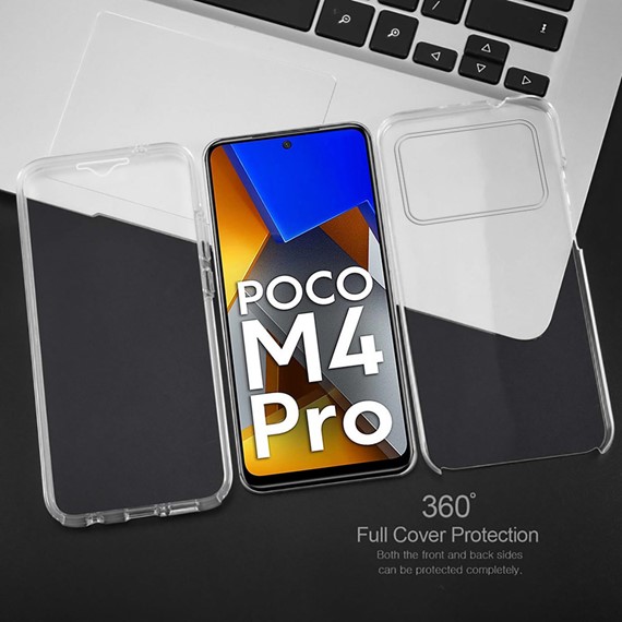 CaseUp Xiaomi Poco M4 Pro Kılıf 360 Çift Taraflı Silikon Şeffaf 4