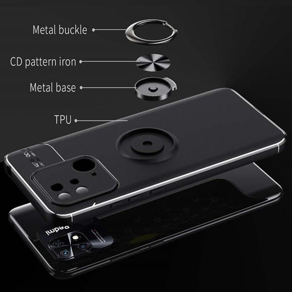 CaseUp Xiaomi Poco C40 Kılıf Finger Ring Holder Siyah 4