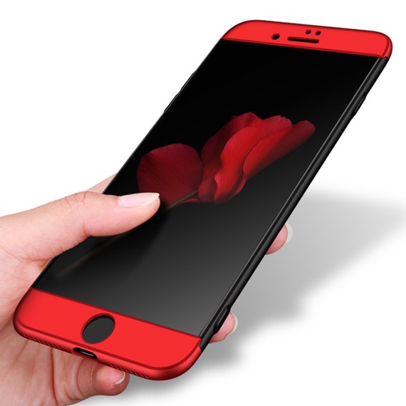 Apple iPhone 7 Plus Kılıf CaseUp Triple Deluxe Shield Siyah Kırmızı 2