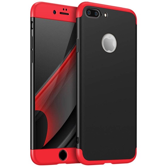 Apple iPhone 7 Plus Kılıf CaseUp Triple Deluxe Shield Siyah Kırmızı 5