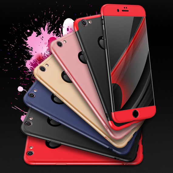 Apple iPhone 8 Kılıf CaseUp Triple Deluxe Shield Siyah Kırmızı 3