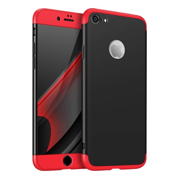 Apple iPhone 8 Kılıf CaseUp Triple Deluxe Shield Siyah Kırmızı 5