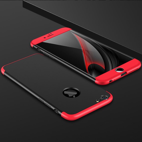 Apple iPhone 8 Kılıf CaseUp Triple Deluxe Shield Siyah Kırmızı 2