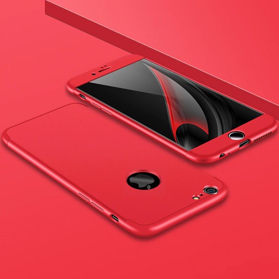Apple iPhone 8 Kılıf CaseUp Triple Deluxe Shield Kırmızı 2