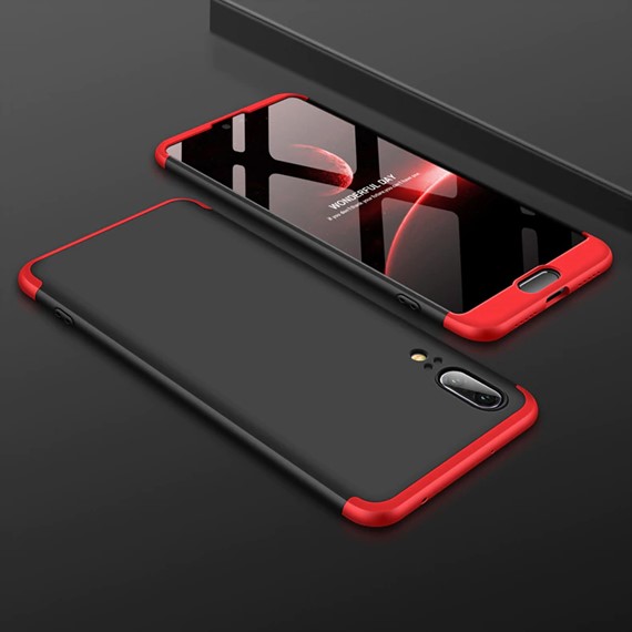Huawei P20 Kılıf CaseUp Triple Deluxe Shield Siyah Kırmızı 2
