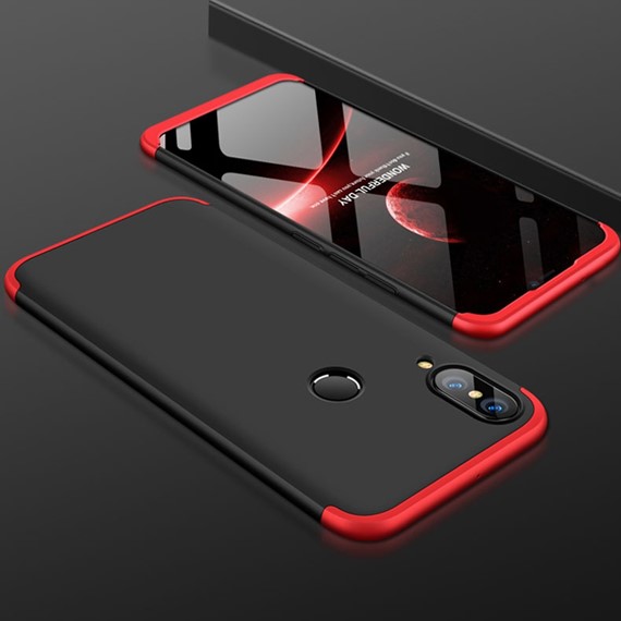 Huawei P20 Lite Kılıf CaseUp Triple Deluxe Shield Siyah Kırmızı 2