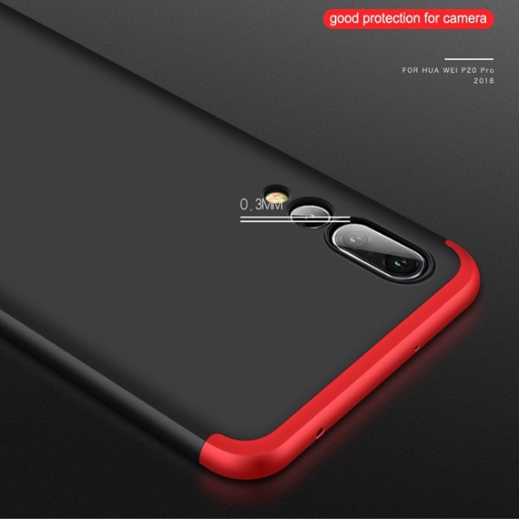 Huawei P20 Pro Kılıf CaseUp Triple Deluxe Shield Siyah Kırmızı 3