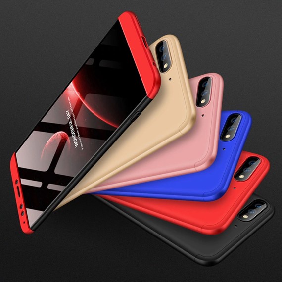 Huawei Y7 2018 Kılıf CaseUp Triple Deluxe Shield Siyah Kırmızı 4