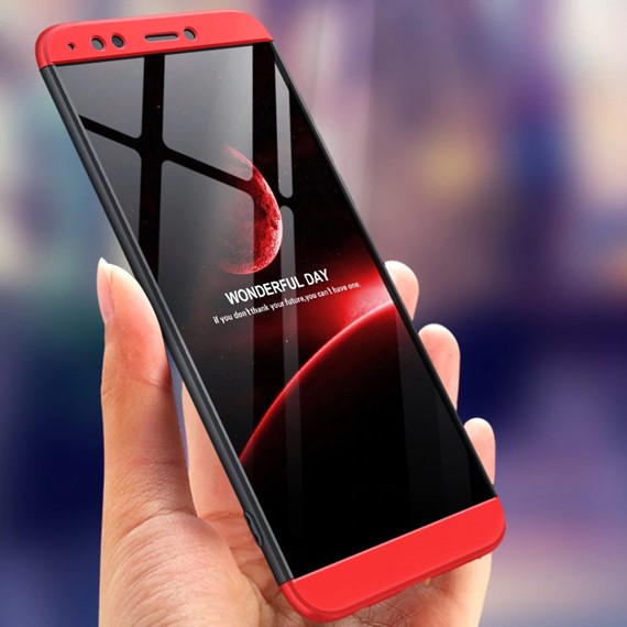 Huawei Y7 2018 Kılıf CaseUp Triple Deluxe Shield Siyah Kırmızı 3