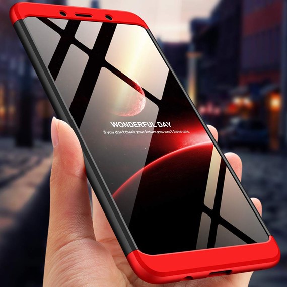 Samsung Galaxy A9 2018 Kılıf CaseUp Triple Deluxe Shield Siyah Kırmızı 2