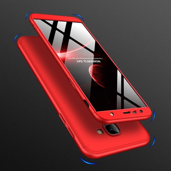 Samsung Galaxy J4 Plus Kılıf CaseUp Triple Deluxe Shield Siyah Kırmızı 3