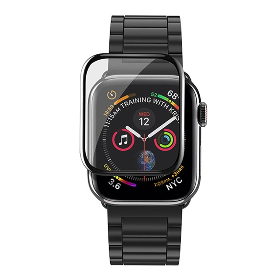 Apple Watch Series 4 44mm CaseUp Kavisli Kırılmaz Ekran Koruyucu Siyah 1