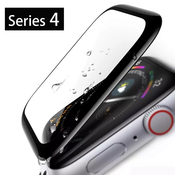 Apple Watch Series 4 44mm CaseUp Kavisli Kırılmaz Ekran Koruyucu Siyah 3