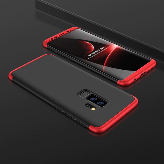 Samsung Galaxy S9 Plus Kılıf CaseUp Triple Deluxe Shield Siyah Kırmızı 2