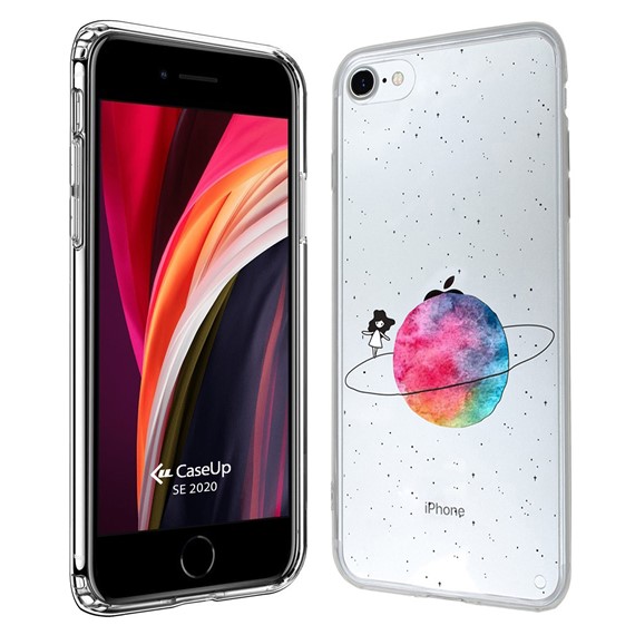 Apple iPhone SE 2020 CaseUp Desenli Kılıf Beyaz 1