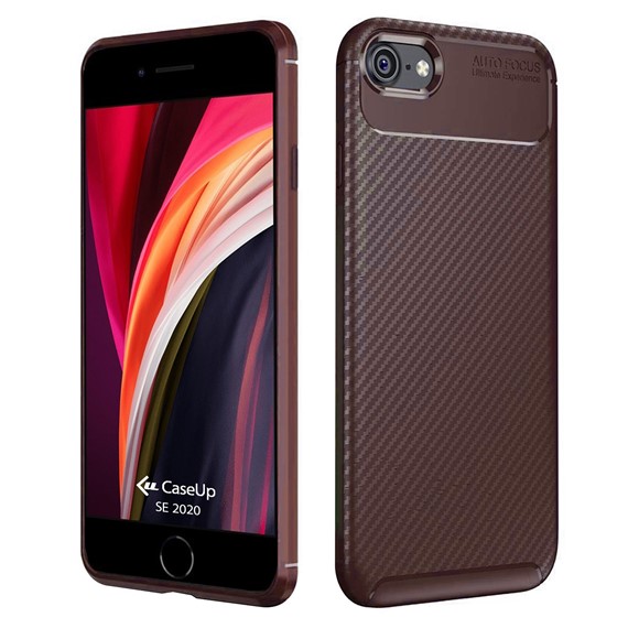 CaseUp Apple iPhone SE 2022 Kılıf Fiber Design Kahverengi 1