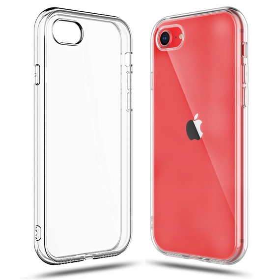 CaseUp Apple iPhone SE 2022 Kılıf Şeffaf Silikon Beyaz 1