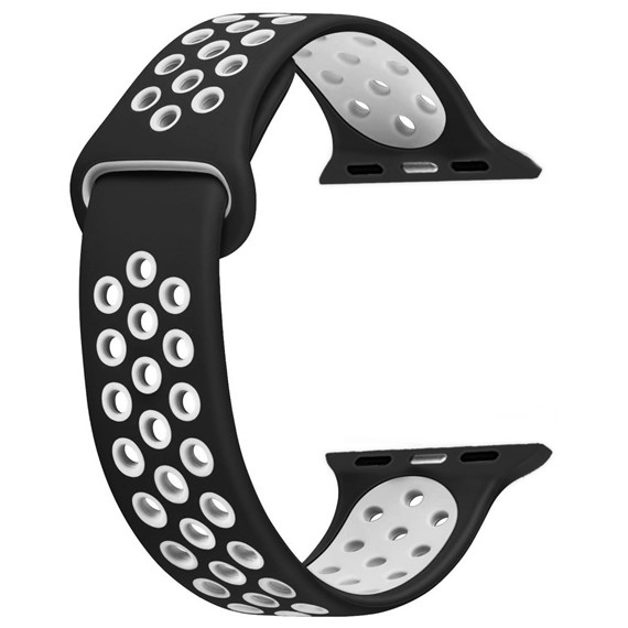 CaseUp Apple Watch Series 9 45mm Kordon Silicone Sport Band Siyah Beyaz 1