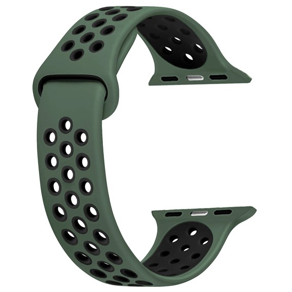 Apple Watch SE 40mm CaseUp Silicone Sport Band Kordon Kayış Yeşil Siyah 1