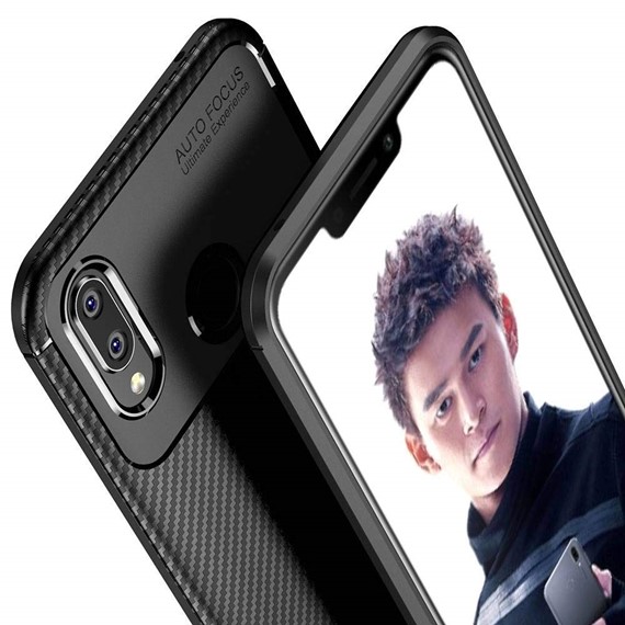 Huawei Honor Play Kılıf CaseUp Fiber Design Siyah 2