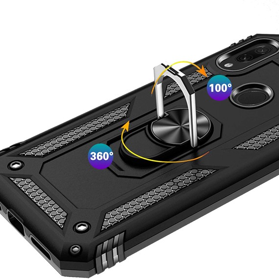 Huawei Y7 2019 CaseUp Magnetic Ring Holder Kılıf Siyah 4