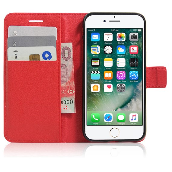 Apple iPhone 7 4 7 Kılıf CaseUp Cüzdanlı Suni Deri Kırmızı 3