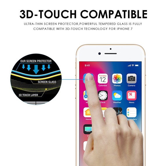 Apple iPhone 7 Plus 5 5 CaseUp Kavisli Kırılmaz Ekran Koruyucu Siyah 3