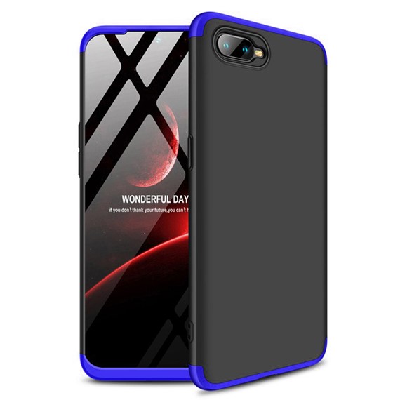 Oppo RX17 Neo Kılıf CaseUp Triple Deluxe Shield Siyah Mavi 5
