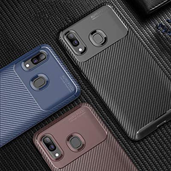 Samsung Galaxy A20e Kılıf CaseUp Fiber Design Siyah 5