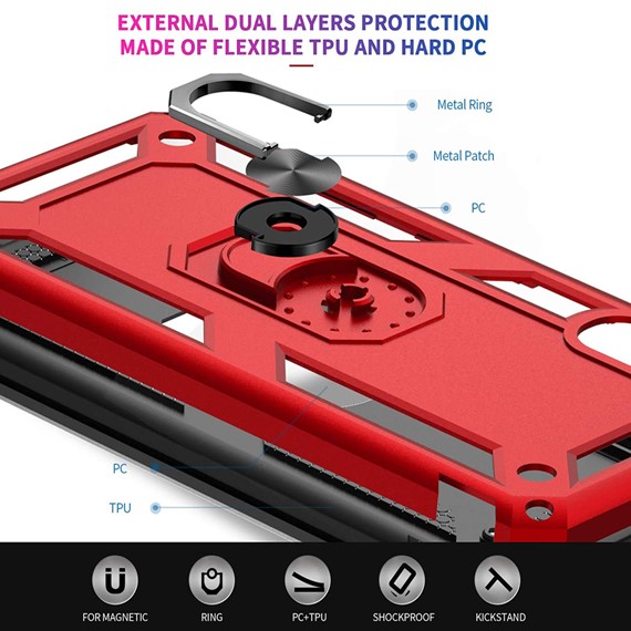 Samsung Galaxy A50 CaseUp Magnetic Ring Holder Kılıf Kırmızı 3
