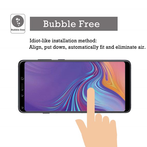 Samsung Galaxy A9 2018 CaseUp Kavisli Kırılmaz Ekran Koruyucu Siyah 2