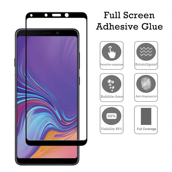 Samsung Galaxy A9 2018 CaseUp Kavisli Kırılmaz Ekran Koruyucu Siyah 5
