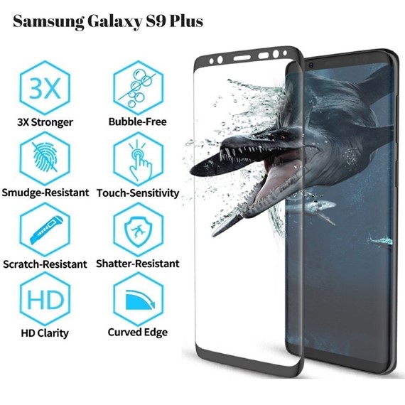 Samsung Galaxy S9 Plus CaseUp Kavisli Kırılmaz Ekran Koruyucu Gold 3