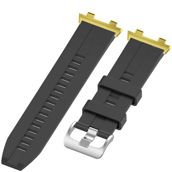 Oppo Watch 46mm CaseUp Silicone Cornered Kordon Beyaz Gold Pimli 3