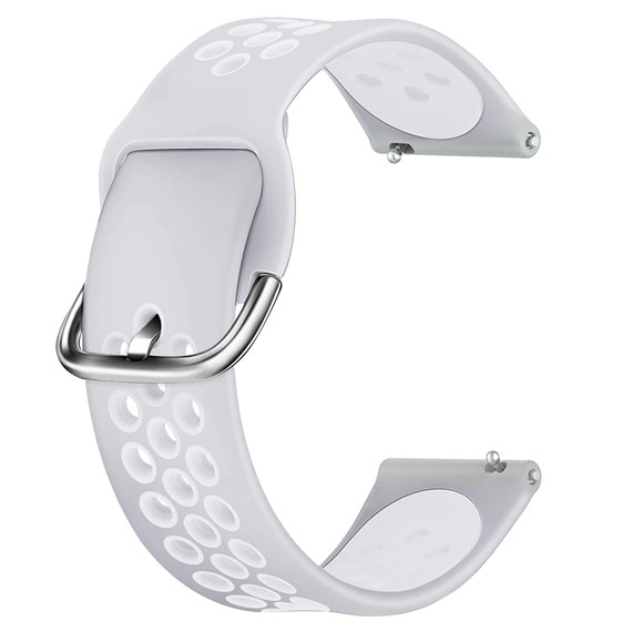 Oppo Watch 41mm CaseUp Silicone Sport Band Gri Beyaz Gümüş Pimli 1