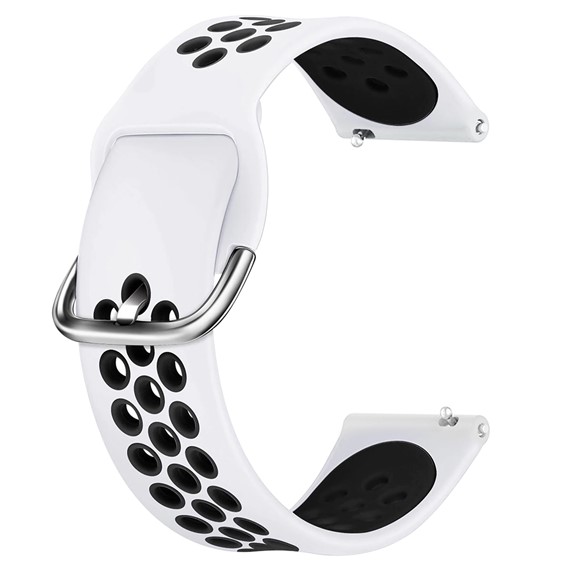 Oppo Watch 41mm CaseUp Silicone Sport Band Beyaz Siyah Gümüş Pimli 1