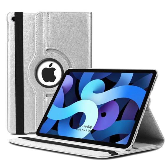 CaseUp Apple iPad Air 5 2022 Kılıf 360 Rotating Stand Gümüş